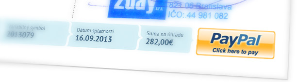 Tlačítko PayPal na faktúre