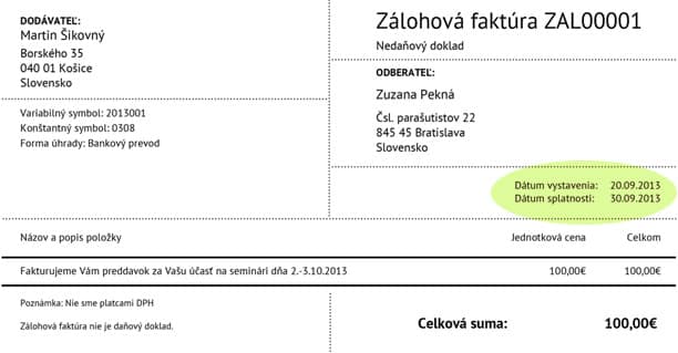 Zálohová faktúra v SuperFaktúre Zálohová faktúra
