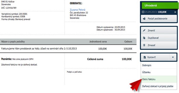 Vystavenie ostré faktúry v SuperFaktúre Vystaviť ostrú faktúru