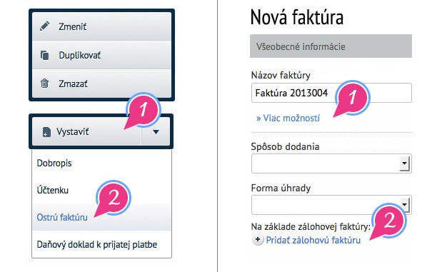 Ostrá faktúra a jej možnosti Vystavenie ostrej faktúry