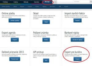 Export pre kuriéra treti krok - Export pre kuriéra