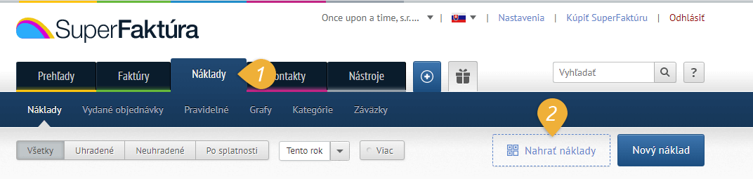 nahratie suborov naklady v SuperFakture