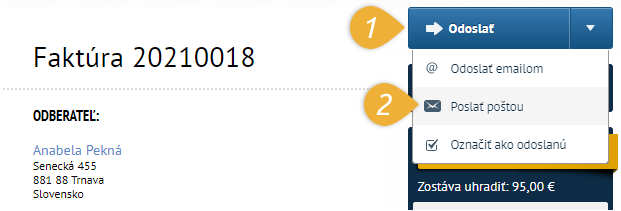 Odoslanie faktury hybridnou postou