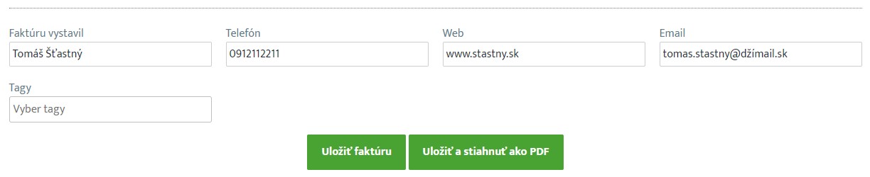 Nastavenie pätičky na dokladoch